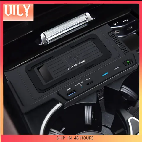 메르세데스 벤츠 GLE W167 C167 V167 GLS X167 400d 350/AMG GLE 450 2022 QI 휴대폰 USB 충전 액세서리용 15W 무선 충전기