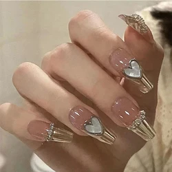 24Pcs Medium Long Acrylic Fake Nails Removable French Fake Nails Wearing False Nails Set Full Cover Ballet Press On Nail Tips&7Y