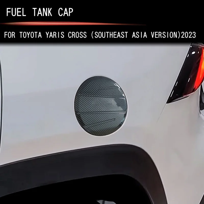 For Toyota Yaris Cross 2023 2024 ABS Balck Carbonfiber Car Fuel Filler Tank Cover Oil Fuel Tank Cap Cover Decoration Stickers