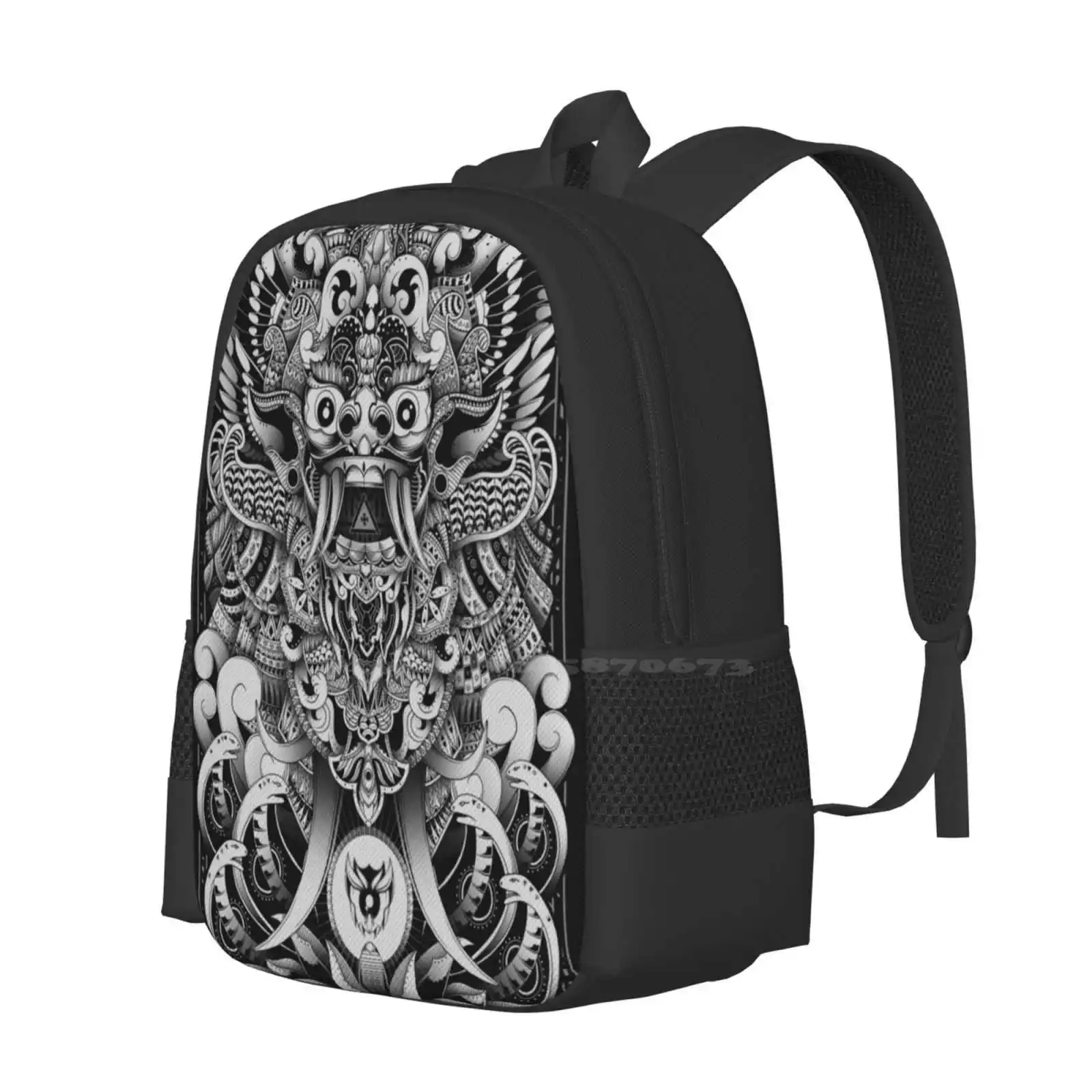 Barong Hot Sale Schoolbag Backpack Fashion Bags Barong Culture Pattern Zentangle Bali Animal Owl Snake