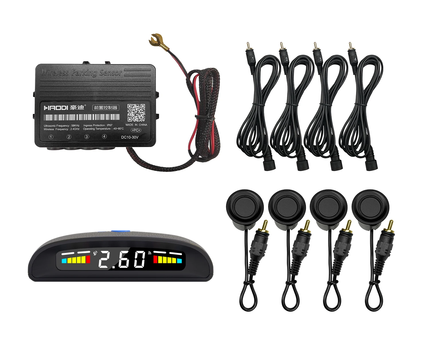 

Car LED Parking Sensor Kit With 4ea 22mm Paintable Front Obstacle Distance Audible Visual Alarm System with GPS Speed Control