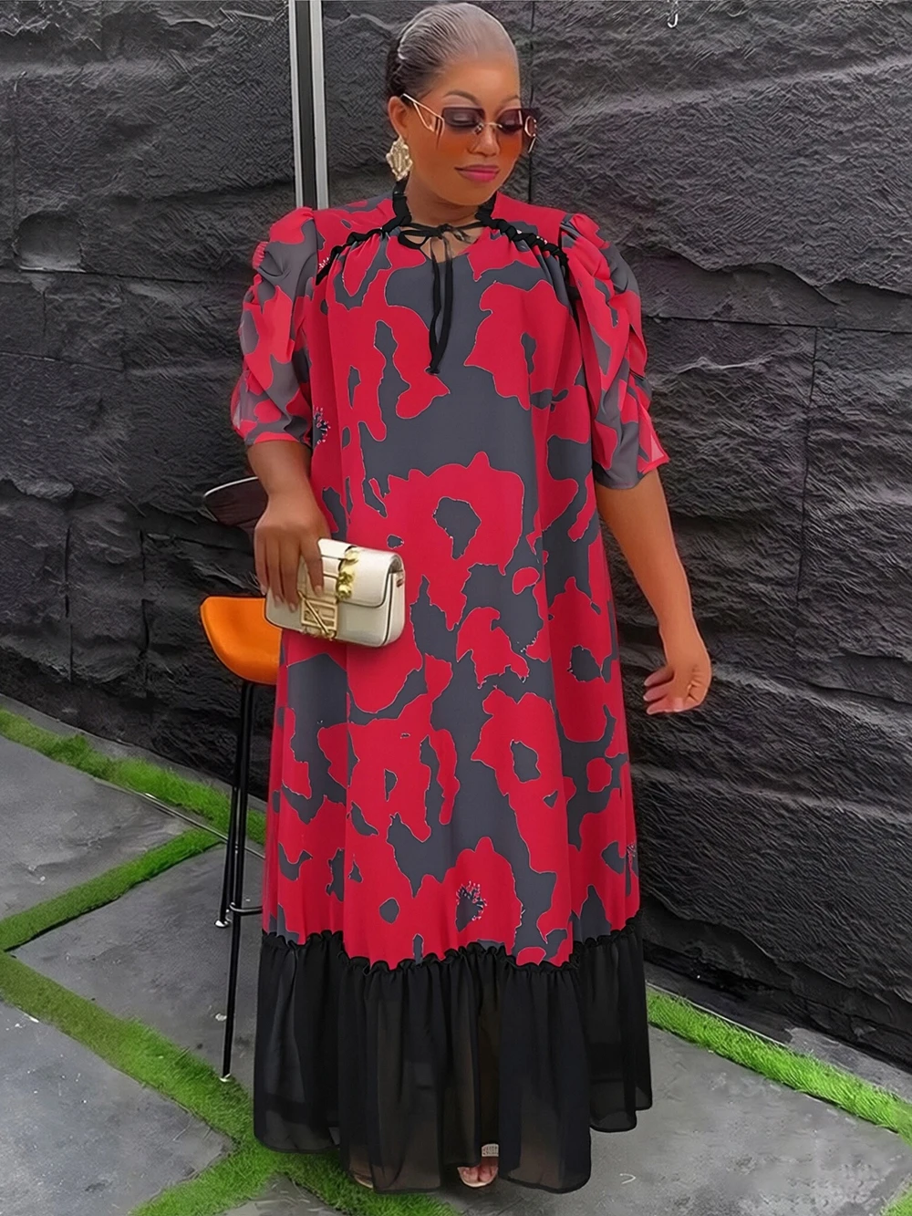 African Dashiki Print Chiffon Dresses Elegant Women Plus Size Maxi Robes Birthday Prom Party Evening Gown Turkey Clothing Boubou