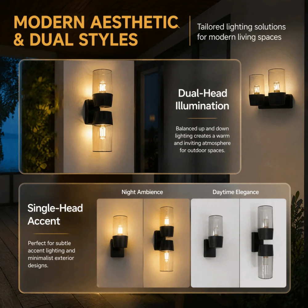 IP65 Waterproof Outdoor Wall Light Simple Design Decoration Light Wall Lamp Aluminum Material New Chinese Style