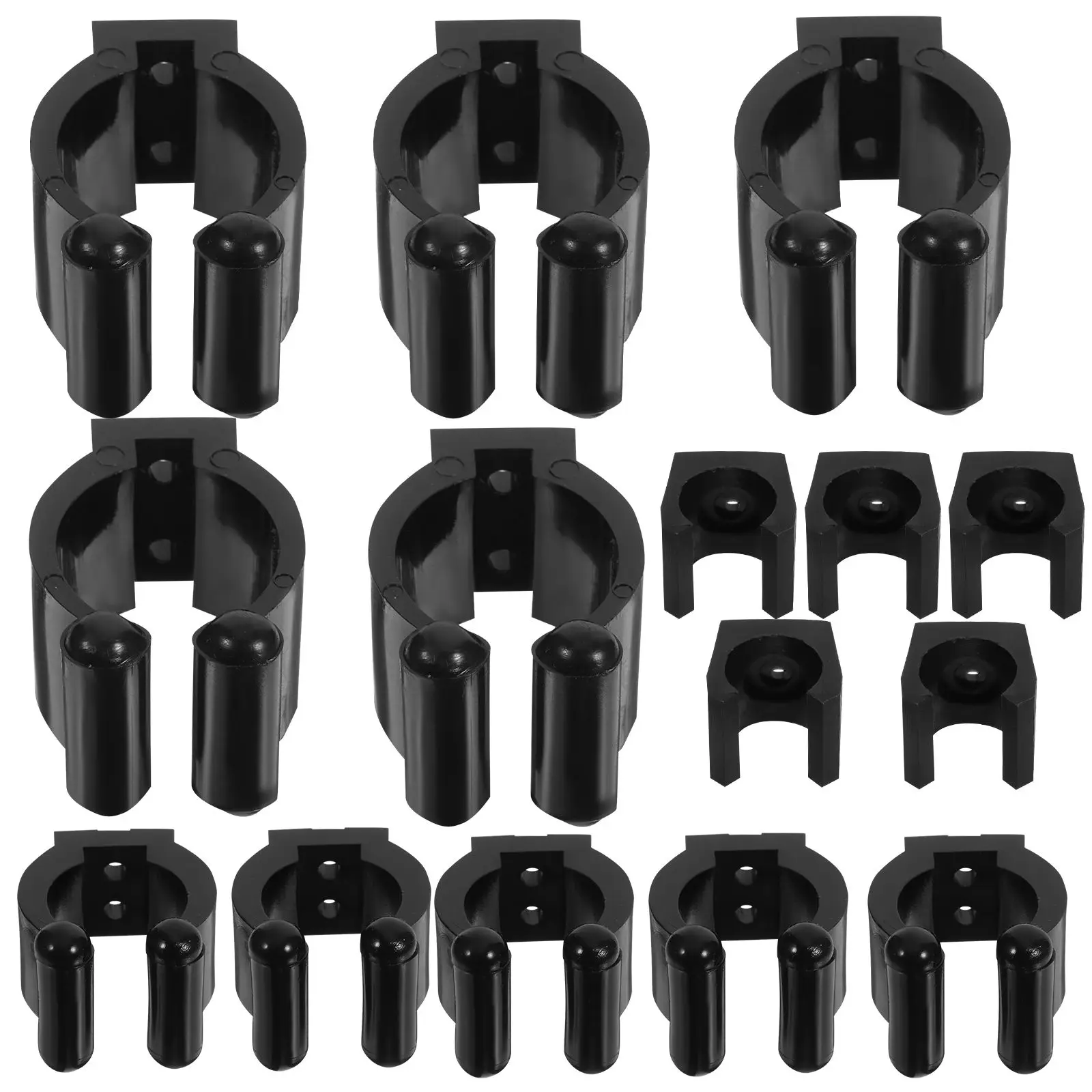 

15pcs Pool Fishing Holders Wall Mounted Rack Black Brackets Durable Plastic Secure Locking Mechanism Compact Design