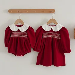 New Spring Girls Princess Dress Kids Party Dress Long Sleeved Cotton Golden Velvet Embroidery Toddler Baby Bodysuits