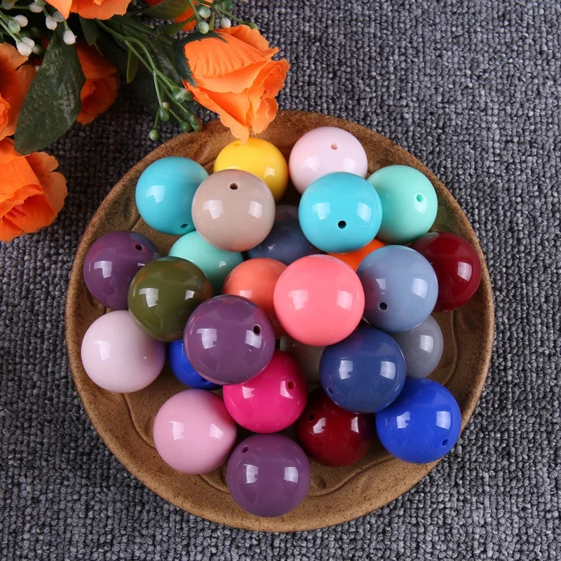 23 Solid Colorful Large Size 30mm Chunky Acylic Round Loose Beads For DIY Necklace Jewelry Making Handmade Accessories 5pcs/lot