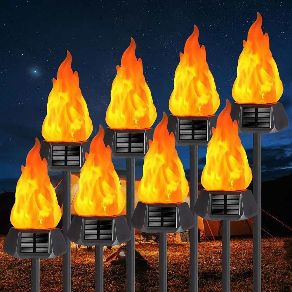 

8-Piece Waterproof LED Flame Torch Set for Outdoor, Garden, and Patio Decor