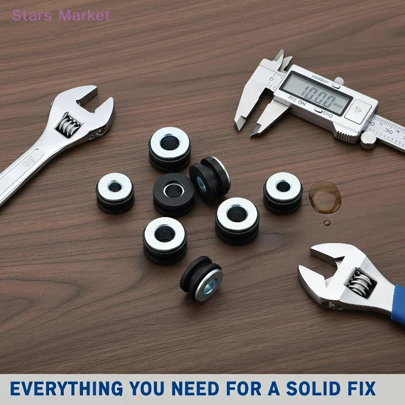 10Pcs/Set M6 M10 Rubber Grommet Kit With Sturdy Metal Insert For Auto Motorcycle Repair And Hardware Maintenance