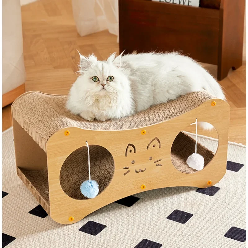 Vertical Double-Layer Cat Scratching Board Wear-Resistant Cat House Shed-Free Climbing Frame Multi-Scene Cat Toy for Pet 