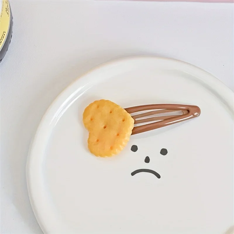 8pcs/Set Adorable Simulation Biscuit Theme Hair Clips, Women Girls Daily Funny Hairpins