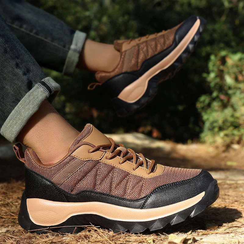 

High Quality Men's Climbing Shoes Durable Non-slip Outdoor Mountain Trekking Sneakers Male Lace Up Hiking Hunting Sports Shoes