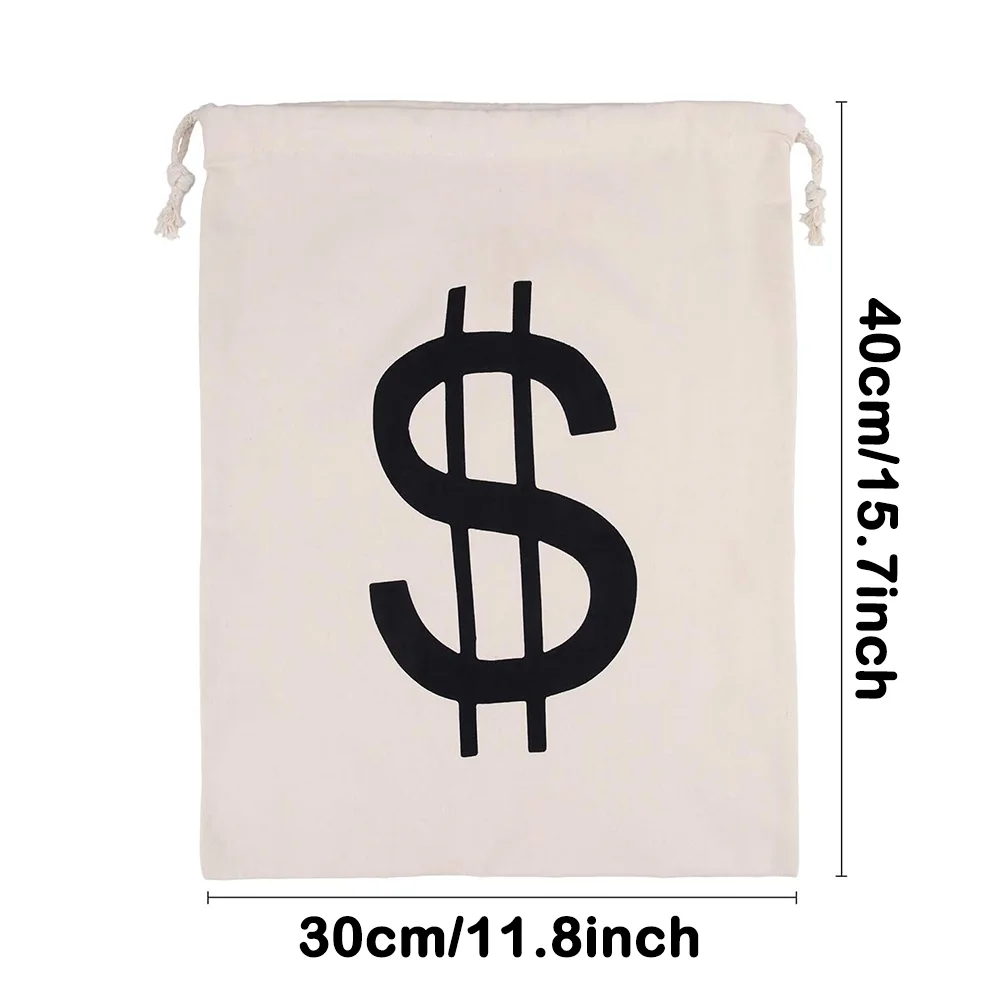 11,8 x 15,7 Zoll große Geldtasche Requisite Geld Dollarzeichen Kordelzug Tasche Dollar Symbol für Spielzeugbevorzugung Cosplay Thema Party Zubehör – Detail 3