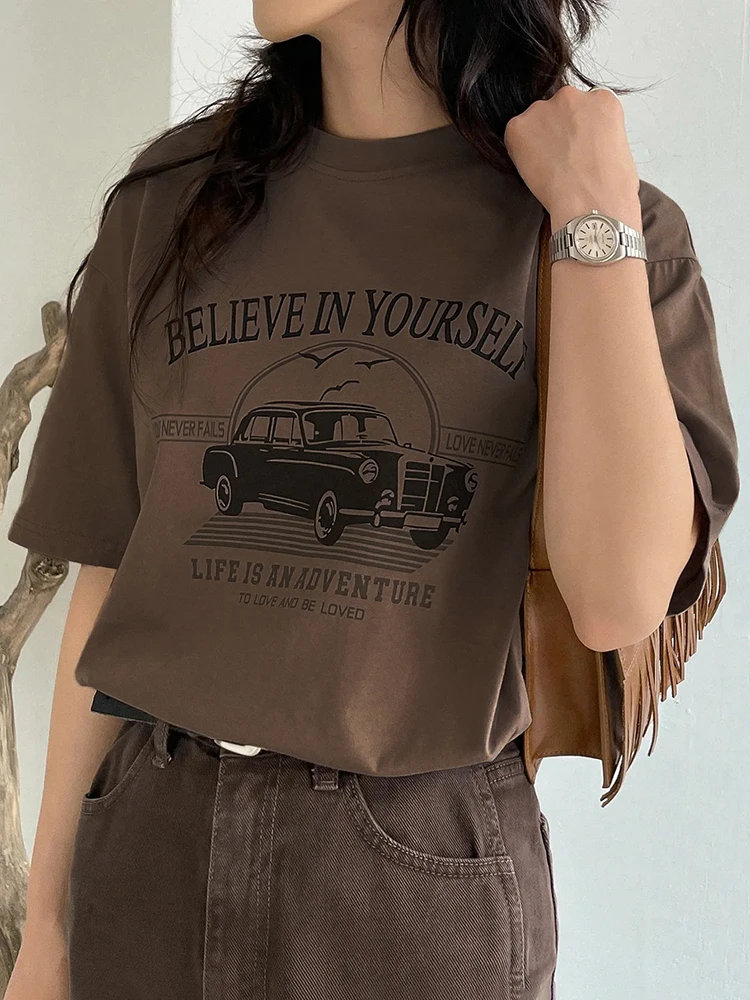 Vintage Believe In Yourself Life Is An Adventure Cotton Women Tee Shirt Individual Sport Tee Top All-Matchtshirts Street Tshirts