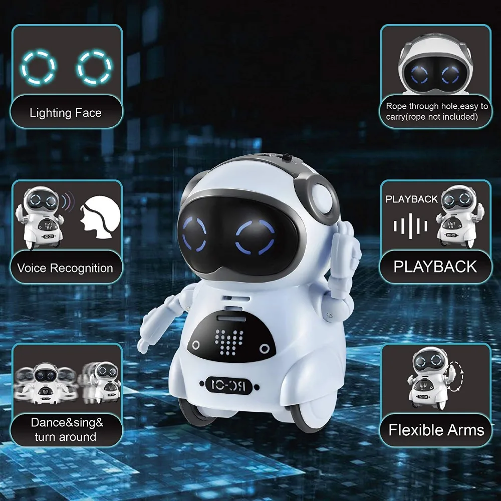 Robot dla dzieci może rozmawiać o interaktywnym dialogu z rozpoznawaniem głosu, nagrywając śpiew i taniec, opowiadanie historii Mini zabawka