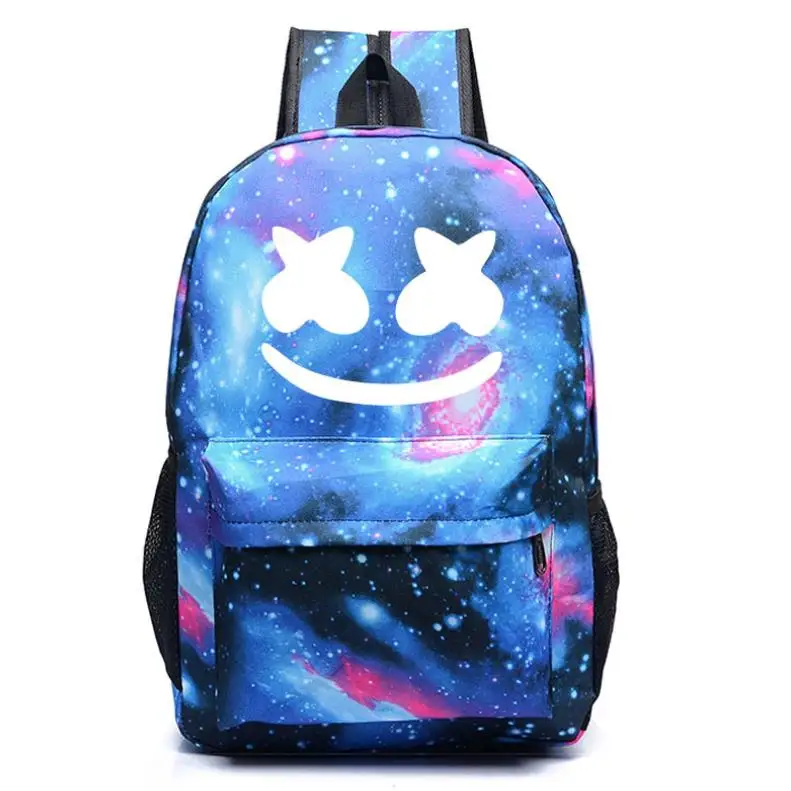 Luminosa mochila crianças saco de escola adolescentes lona dj marshmello estudante mochila para o menino da menina crianças saco presente