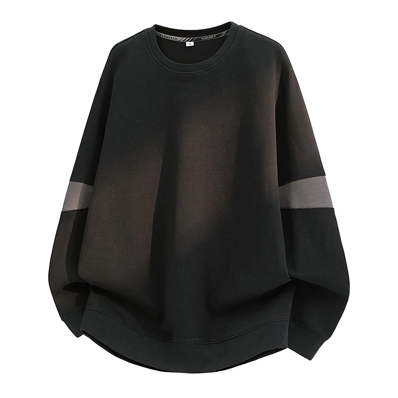 

American Sle round Ne Sweatirt Men's Long Sve Inner Wear Casual Spring Autumn Loose Fit Youth lin Polyester Fiber