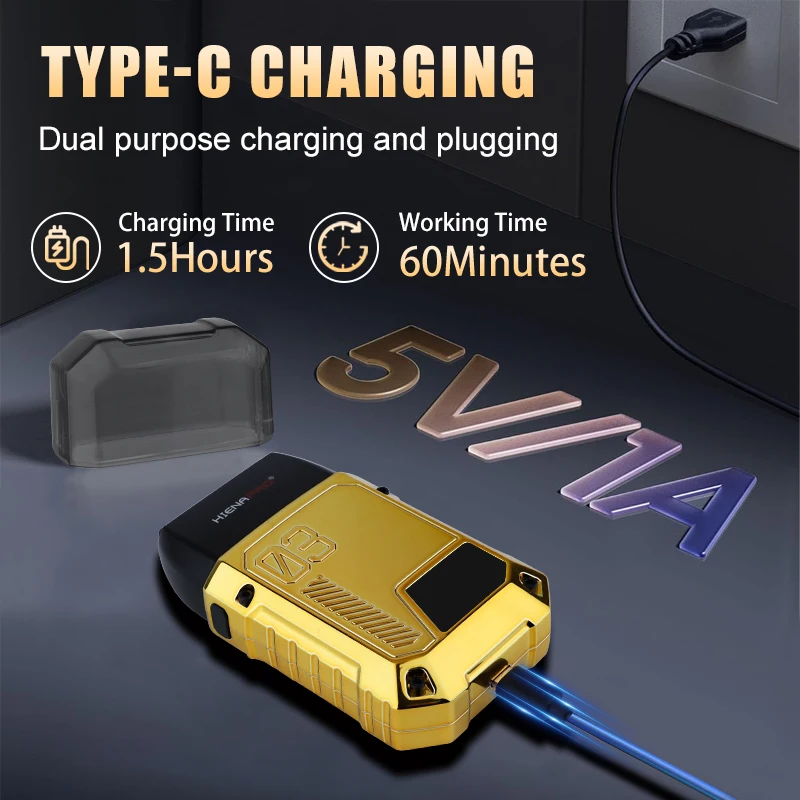 

Men's Electric Shaver with Detachable Head, Quick Charge, LED Display, 3-Speed Adjustment for Comfort and Durability