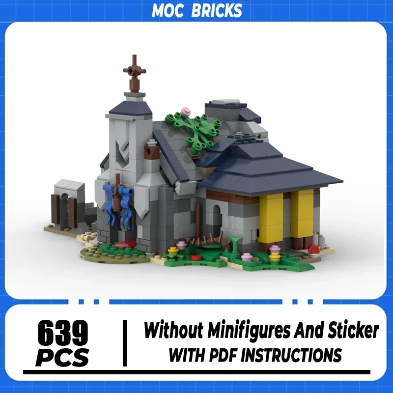 

Moc Building Block Olden Chapel Model Technology Brick DIY Assembly Modular City Street View Toy For