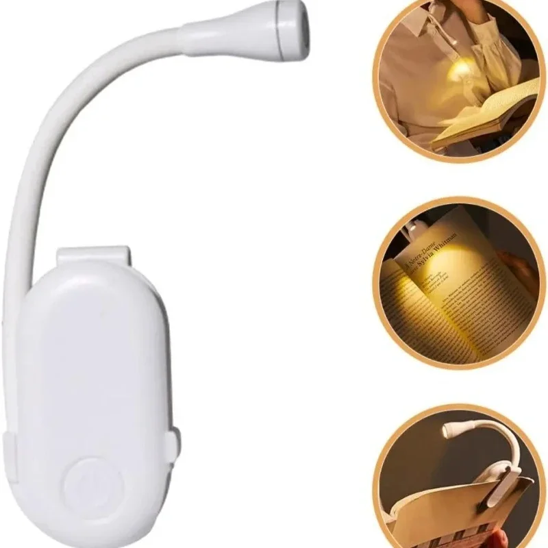 Clip on Reading Light USB Rechargeable Flexible Hose Book Lamp LED Bedside Night Light For Student Bedroom Travel Reading