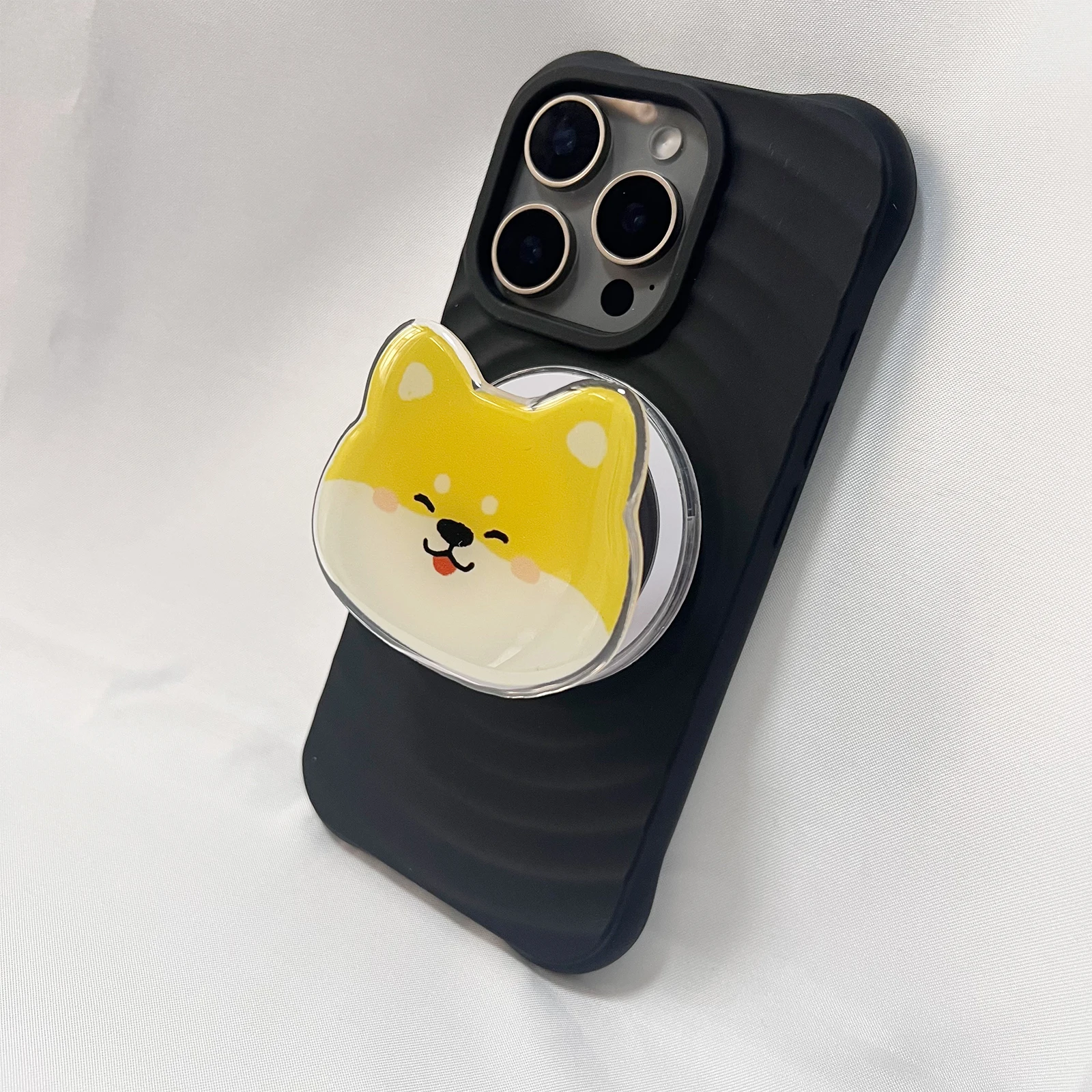 Niedlicher gelb-weißer Hunde-Handyhalter Griptok für iPhone 17 Pro Max 16 Pro Max – Handyhülle mit Halterung, Geschenk für Mädchen