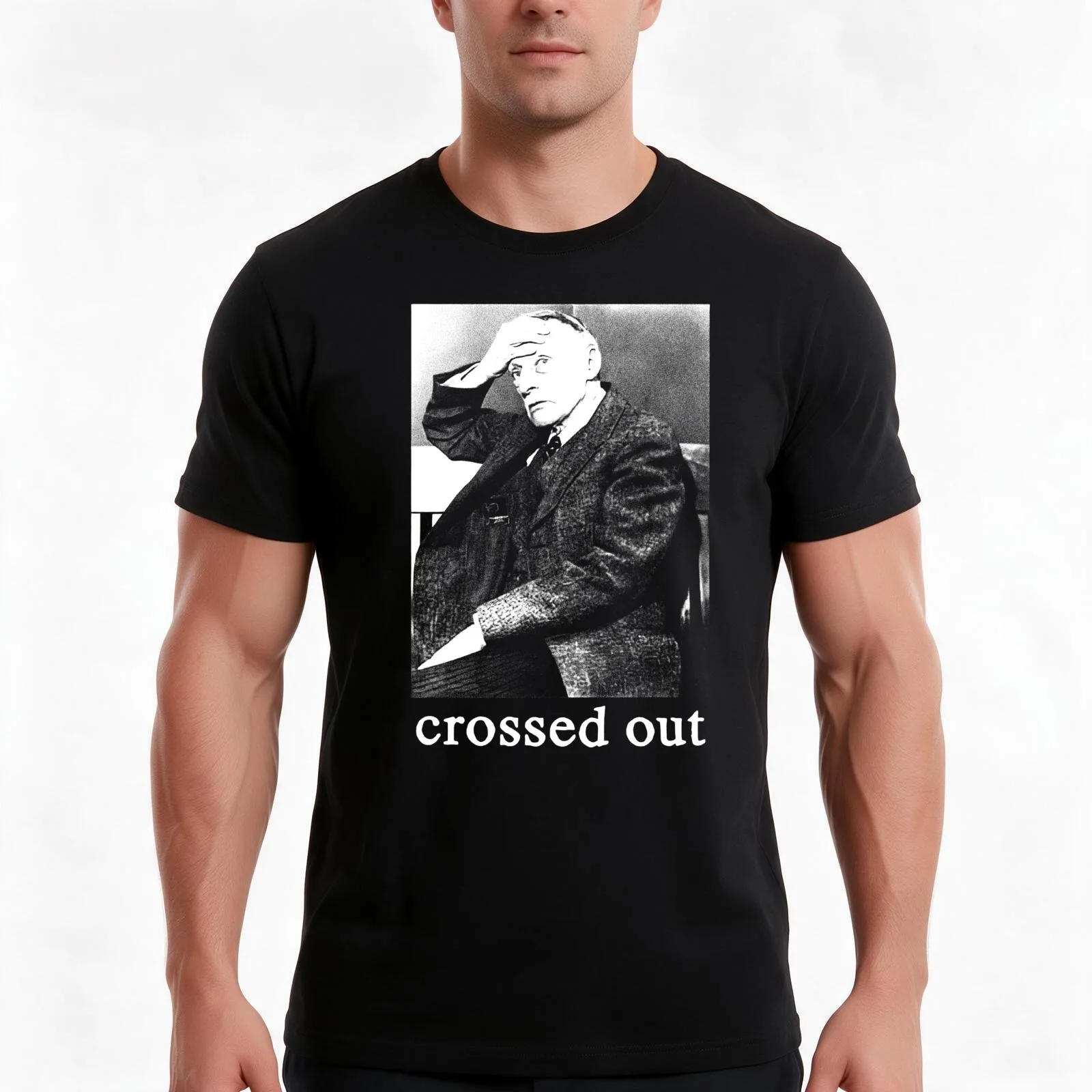 Crossed out T-Shirt, Summer Casual Cotton Tee, Oversized Streetwear Tops, Vintage Graphic Print, Loose Fit Short Sleeve