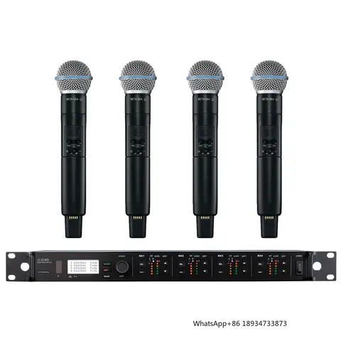 ULXD4Q Dual Channel BETA58A SM 58 Ksm8/9 Handheld Lavalier Mic Professional UHF Wireless Microphone for Church ULXD4Q