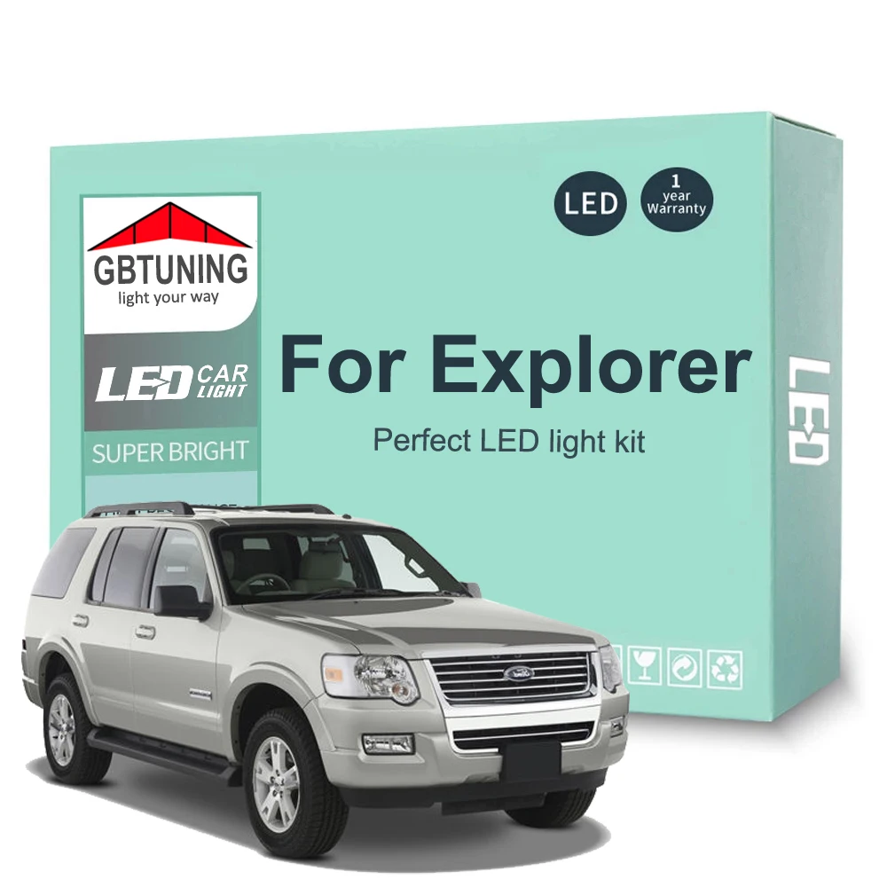 13 sztuk żarówek wewnętrznych LED do Ford Explorer 2006 2007 2008 2009 2010 Canbus Dome License Plate Indoor Lamp Akcesoria samochodowe