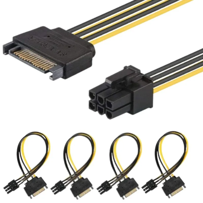 2023 NEW 15 Pin SATA Power To 6 Pin PCI Express Adapter Cable Power Supply Cable 20CM Wholesale GPU Card Power Adapter Cable