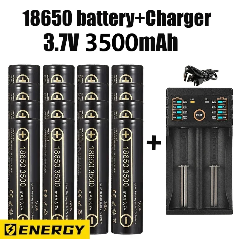 Batteria 18650 di marca più venduta Spedizione gratuita 35E Li-ion 3,7 V 3500 mAh + caricabatterie Batteria ricaricabile Batteria per cacciavite