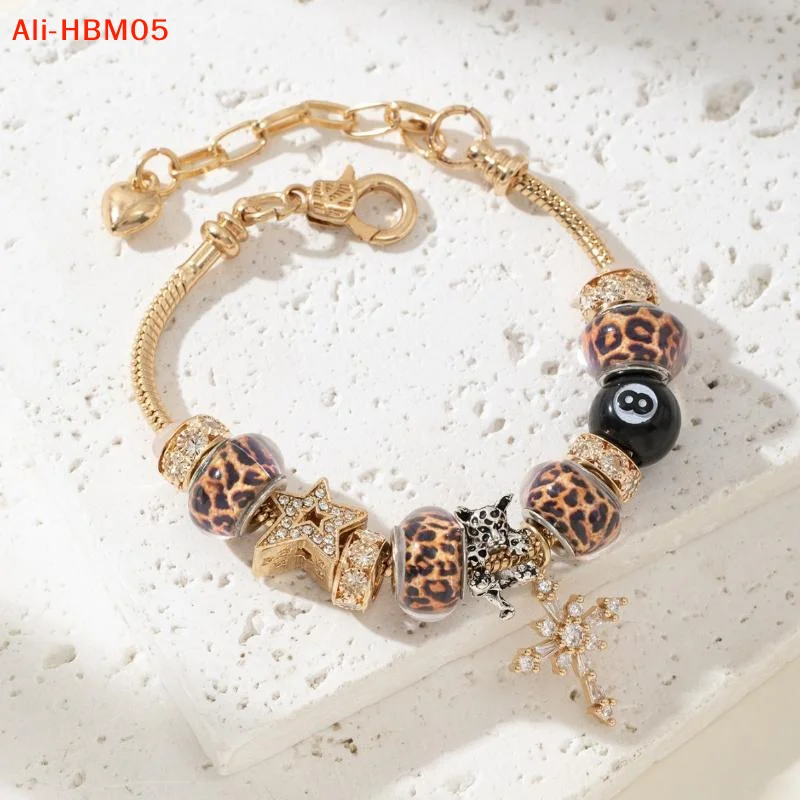 (HB05)Leopard Print Starry Night Luxury Bracelet For Women, Trendy Beaded Jewelry, High-End Fashion Accessories
