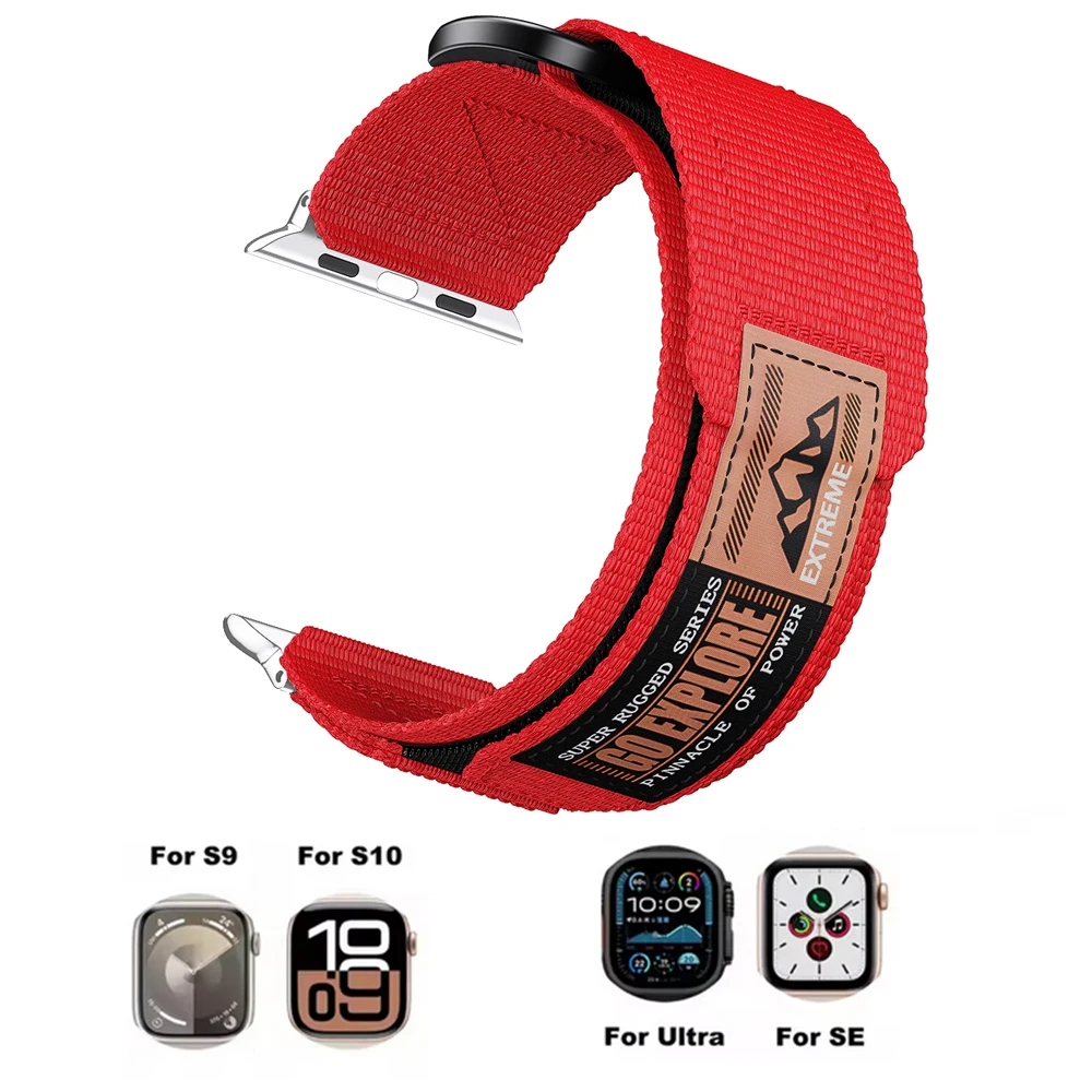 Velcro Nylon Strap Band for Apple Watch Ultra 2/Ultra 3 49mm, Series 10 42mm 46mm, Series 9/8/7 41mm 45mm, Series 6/5/4 40 44mm