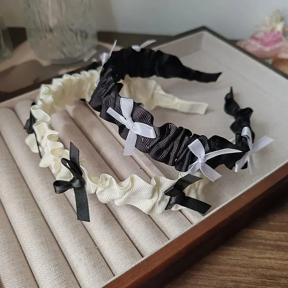 

Princess Wide Pleated Headband Bow Lolita Headwear Japanese Cute Korean Hairband Hair Accessories for Girls Cosplay Hair Band
