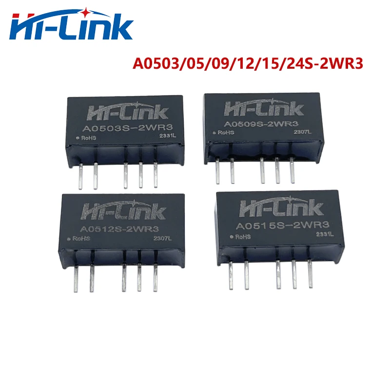 Hi-Link A0503/05/09/12/15/24S-2WR3 Mini 2W 3.3V/5V/9V/12V/15V/24V DC DC Converter Power Supply Intelligent Module Dual Output