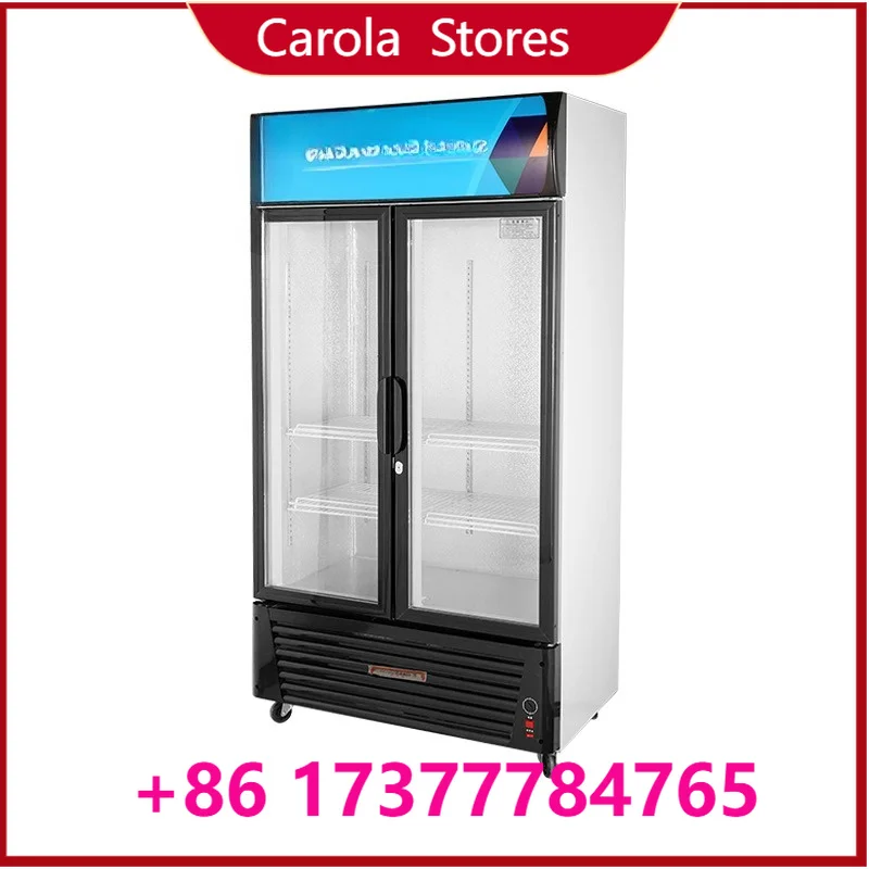 Air Cooling Double Door Commercial Chiller Digital Temp Control Fresh-Keeping Refrigerator For Supermarket Drinks Fruit