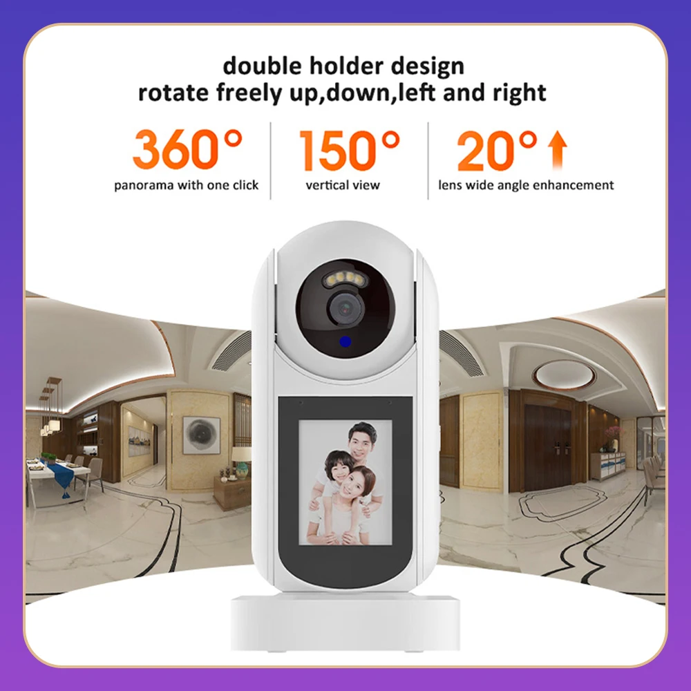 

WiFi 2.4G Camera 2MP HD Two-way Video CCTV With Screen Home Elderly Children Mobile Phone Remote PTZ Monitoring Security CCTV