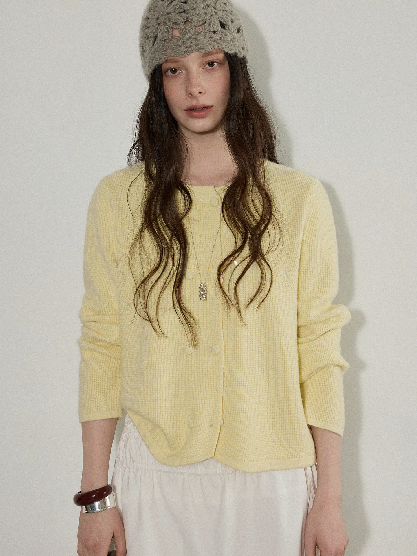

Lofi Choose 23 Number 10 Point Close Companion Double Button Simple Match Long Sleeve Knitted Open Cardigan Women's Fashion