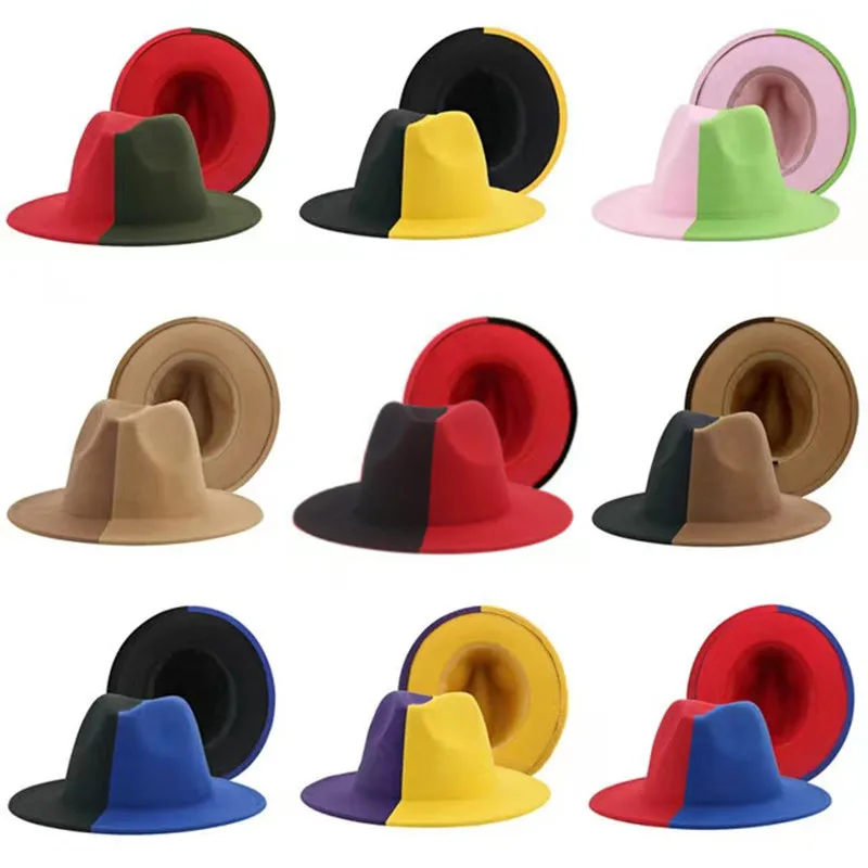 Zuxi czapki dla mężczyzn kobiety Patchwork Fedoras czarny biały nowa czapka luksusowy kapelusz Nuevos sombreros de hombre y mujer