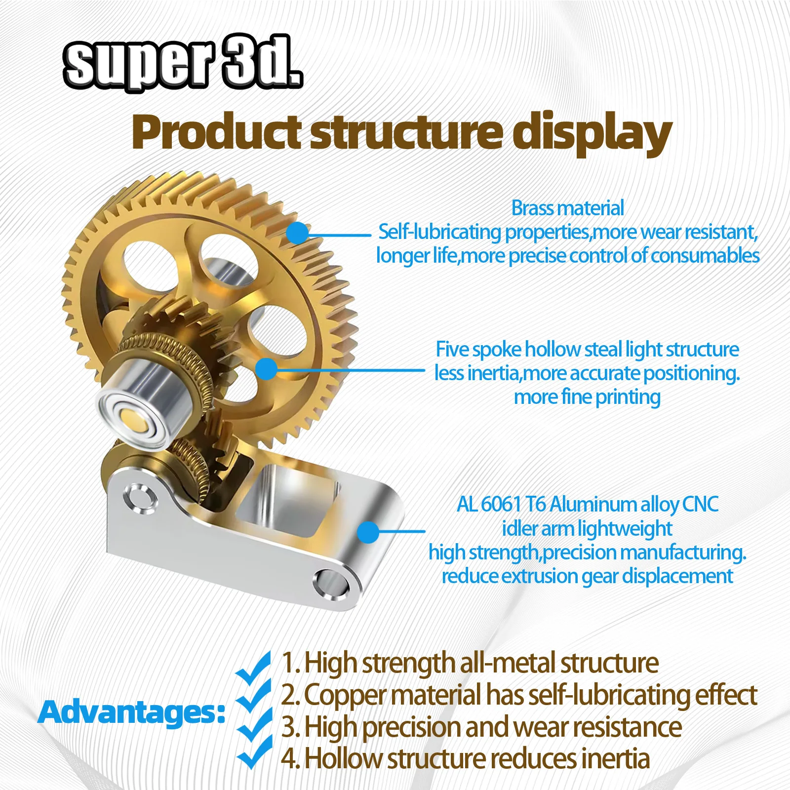 

Upgrade Hardened Steel Extruder Gear Assembly RNC Nano-Coated Gear For Bambu Lab P1S P1P X1 Carbon X1C 3D Printer Accessories