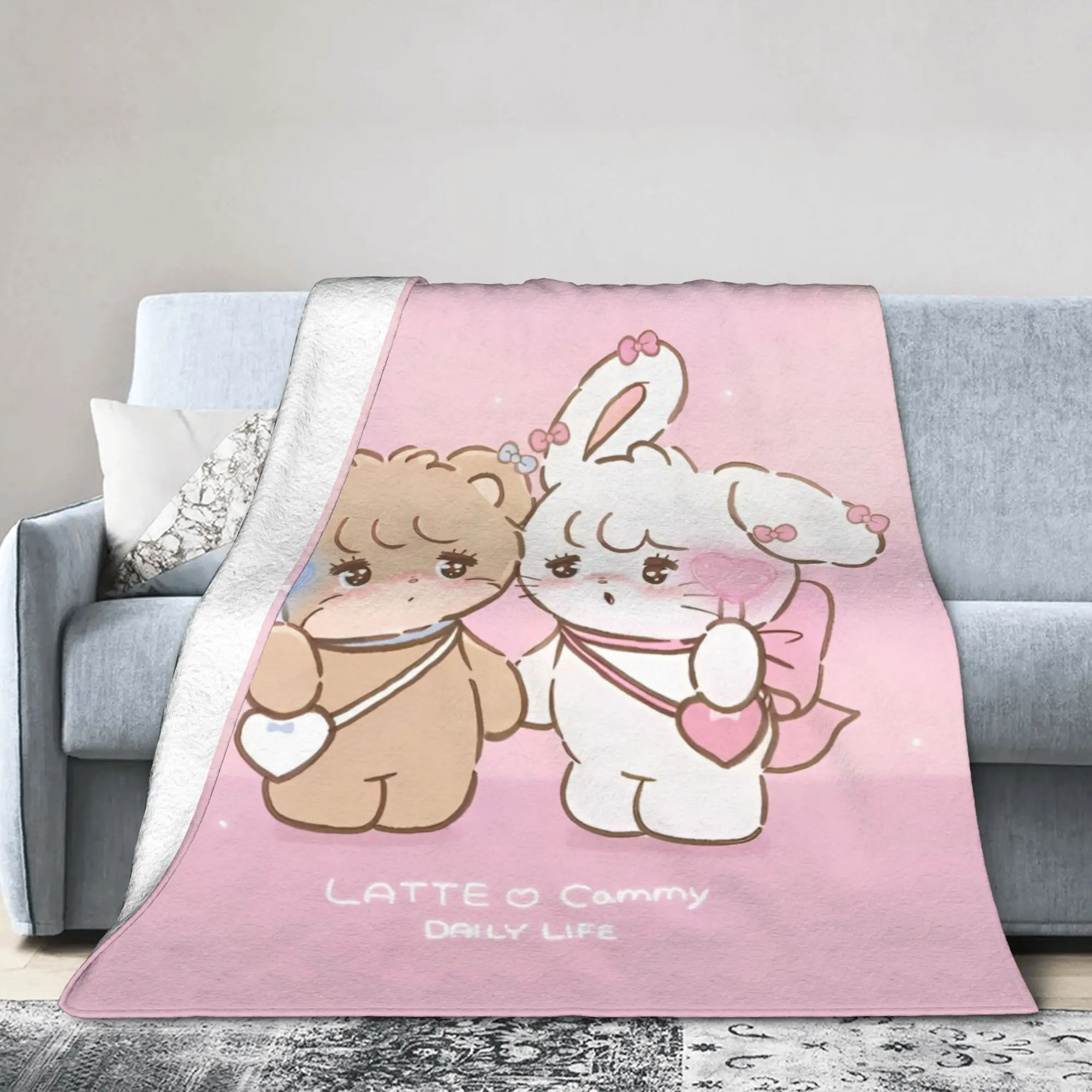 Mikkos LATTE Cammy Plush Blankets Awesome Throw Blanket for  Sofa Bedding Lounge 125*100cm Rug Piece,