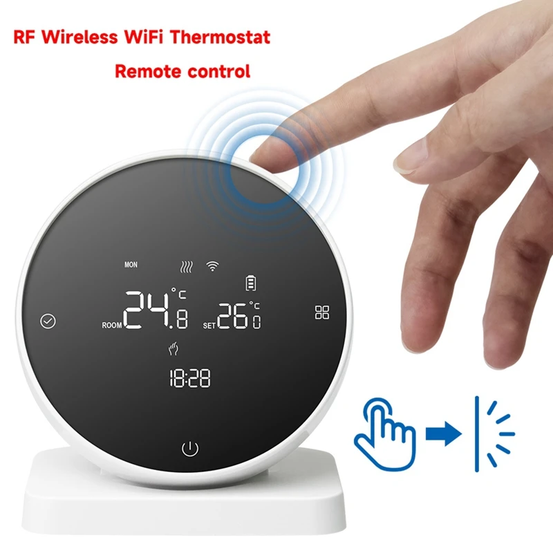 Imagem -06 - Termostato sem Fio rf Wifi para Caldeira a Gás Aquecimento Tuya Suporte a Voz App Controlador de Trabalho para o Google Home