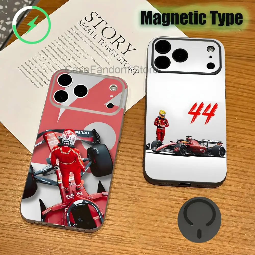 

44 L-Lewis H-Hamilton-S For iPhone 17,16,15,14,13,12,11,Pro,Max,Plus Transparent gray Phone Case Magnetic Wireless Charging