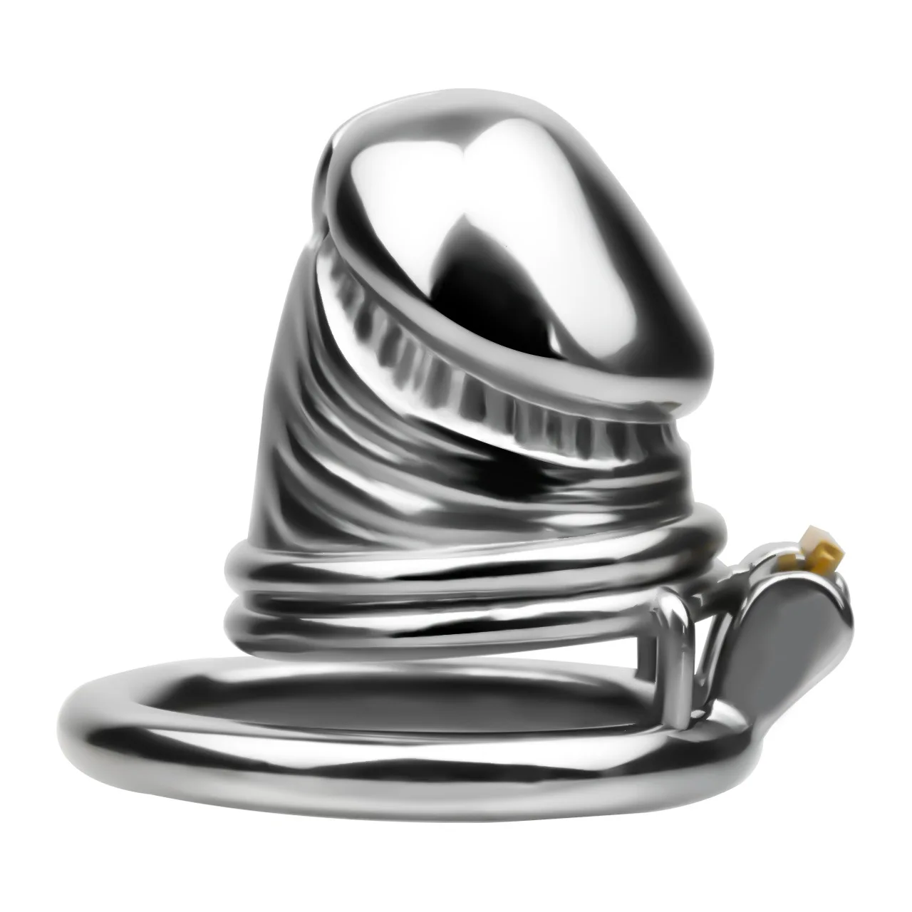 Lai Shi 3D Cock Ring Male Stainless Steel Metal Fidelity Lock Penis CB Birdcage SM Abstinence Fetish Toy sex toys