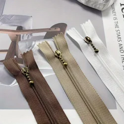 6pcs Rice white Khaki coffee 15/20/25cm nylon bronze short zipper, suitable for clothing, bags, handbags, DIY production