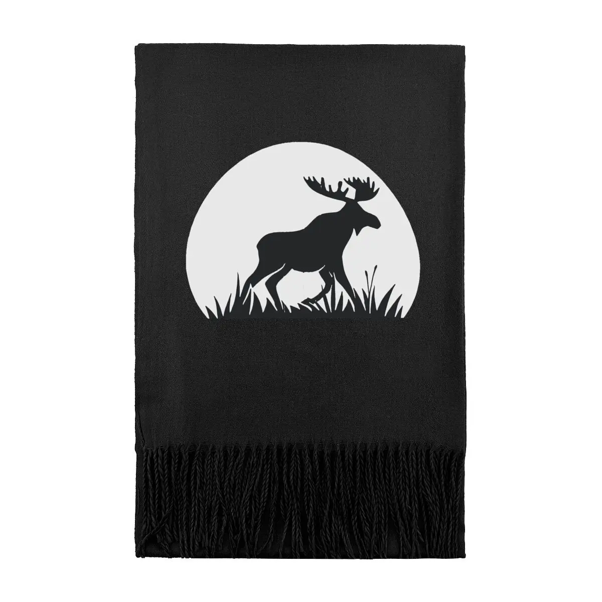 

Силуэт лося, искусство сцены природы, классический длинный теплый шарф - вневременной дизайн