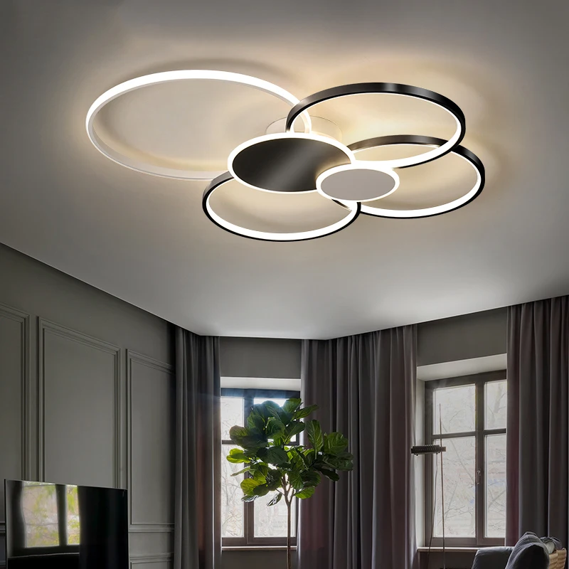 Imagem -02 - Modern Ring Led Ceiling Light Sala de Estar Quarto Jantar Cozinha Lustre Iluminação Decoração Eletrodomésticos