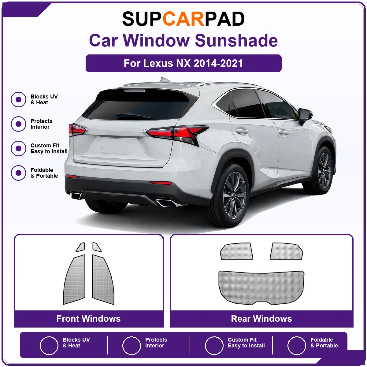 For Lexus NX 2014-2021 Pre‑Cut Auto Window Sunshade Anti‑UV Car Sun Visor Protector