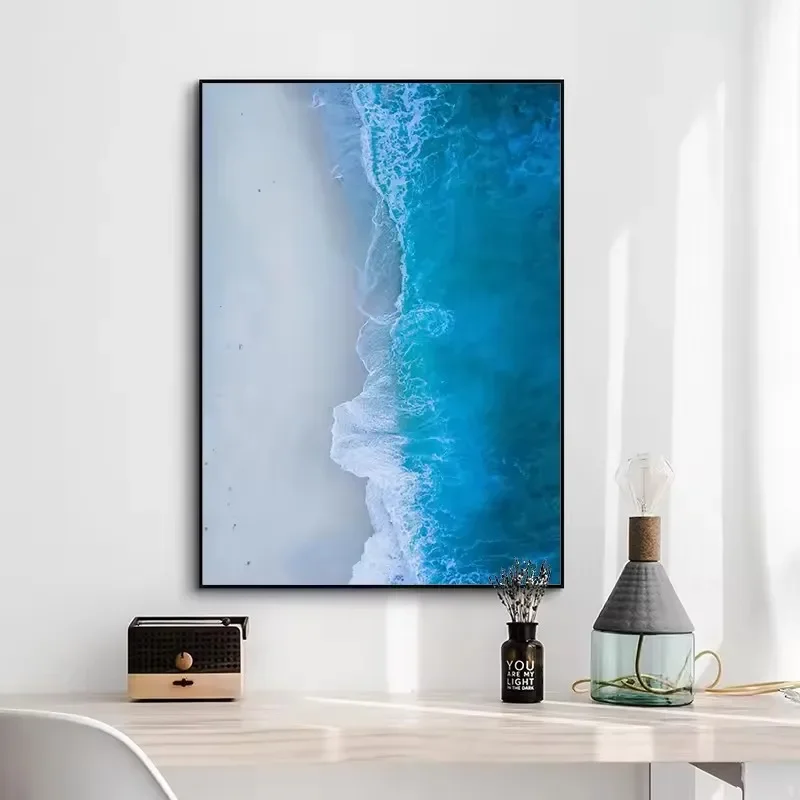 الشمال الحديثة منعش المناظر البحرية شاطئ المحيط موجات المشارك قماش اللوحة طباعة جدار صورة فنية لغرفة المعيشة ديكو بدون إطار #5