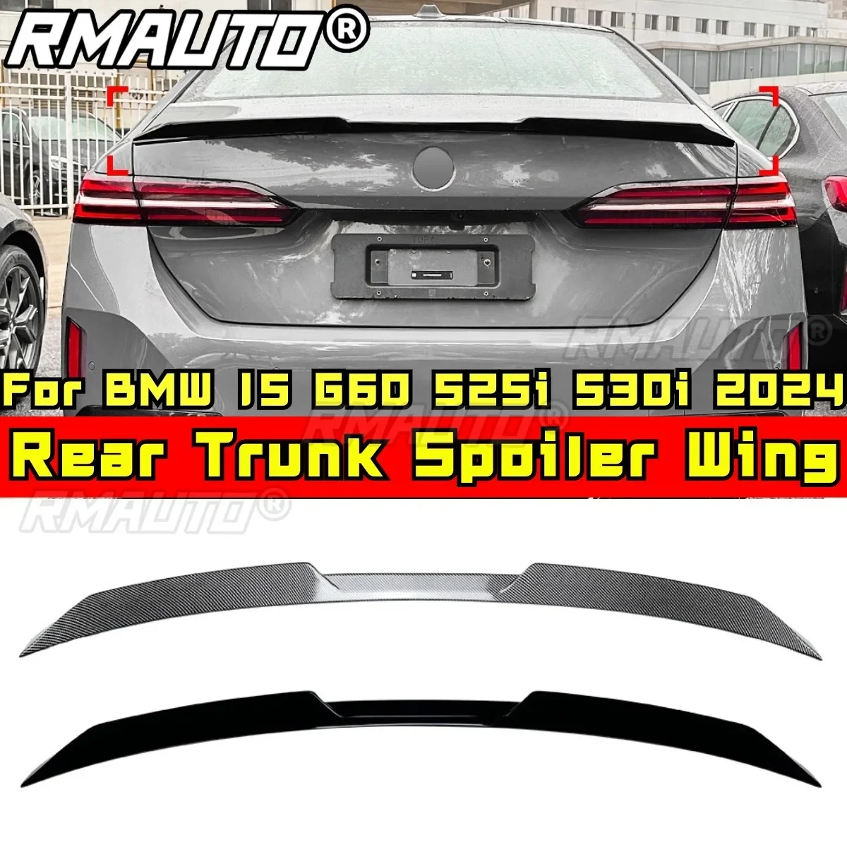 I5 G60 525i 530i Body Kit Rear Wing Carbon Fiber Look MP Style Rear Spoiler For BMW 5 Series G60 525i 530i 2024 Car Accessories