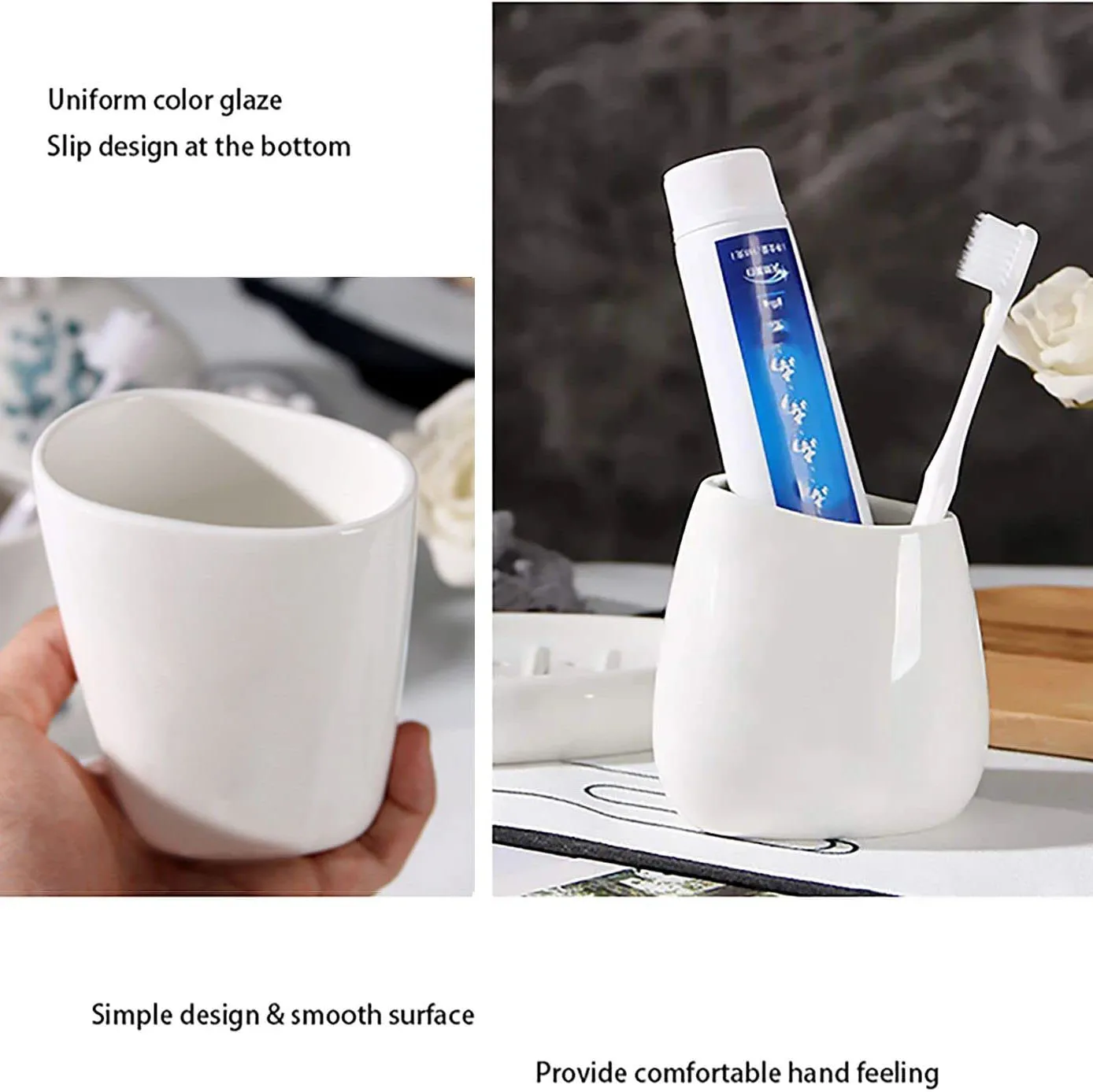 Ceramic Bathroom Accessory Set Luxury Bathroom Vanity Countertop Set Soap Dispenser Toothbrush Holder Soap Dish Bathroom Supply