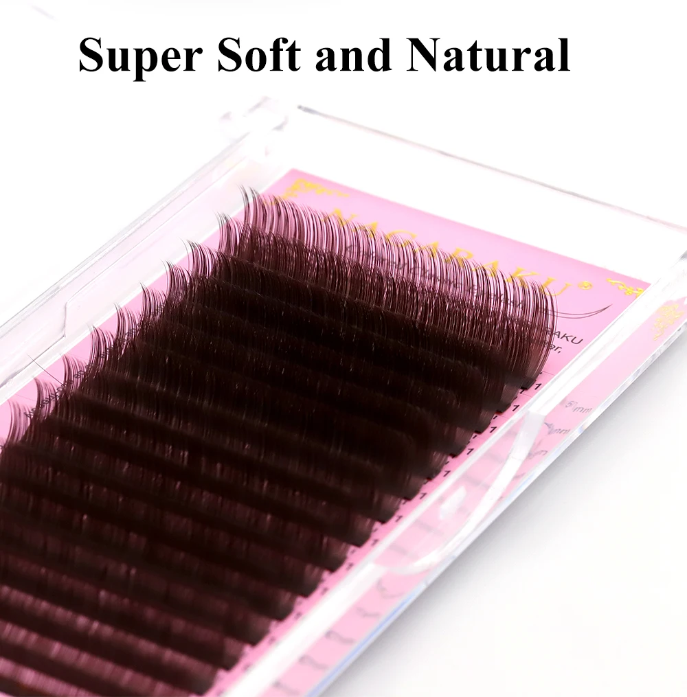NAGARAKU Braune Wimpern Einzelwimpern-Make-up 16 Reihen Braune Farbe Hochwertig Super Weich Natürlich Synthetisches Nerzhaar – Detail 5